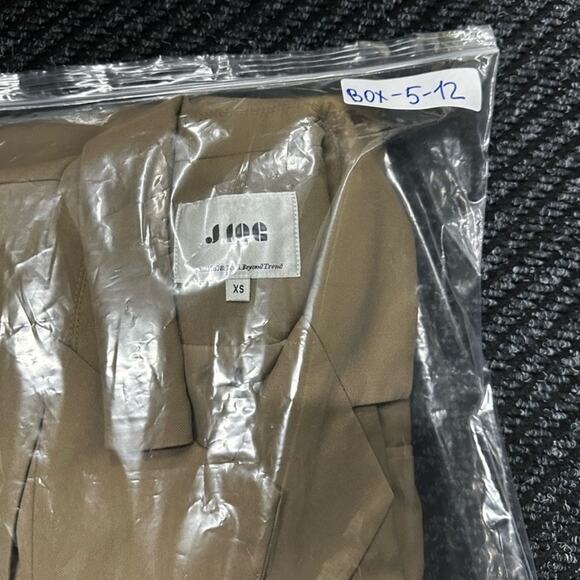 🍁 J. ING Contemporary Belted Blazer Jacket Trench Coat Relaxed Fit Tan XS - Picture 11 of 12